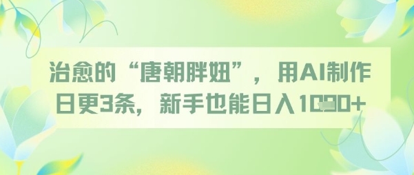 治愈的“唐朝胖妞”，用AI制作日更3条，新手也能日入多张-低成本创业项目大全｜短视频带货+AI副业变现｜知行创业网