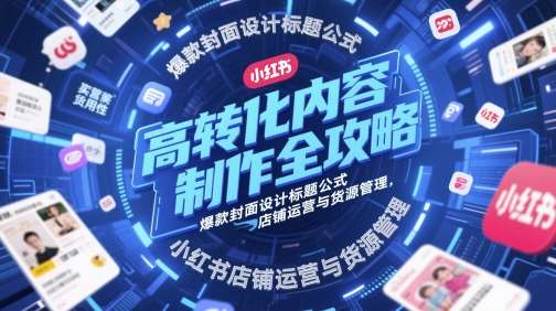高转化内容制作全攻略，爆款封面设计标题公式，小红书店铺运营与货源管理-低成本创业项目大全｜短视频带货+AI副业变现｜知行创业网