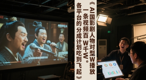 AI三国影视剧人物对口型唱歌玩法，一条视频百W千W播放，各平台的分成计划吃到飞起-低成本创业项目大全｜短视频带货+AI副业变现｜知行创业网