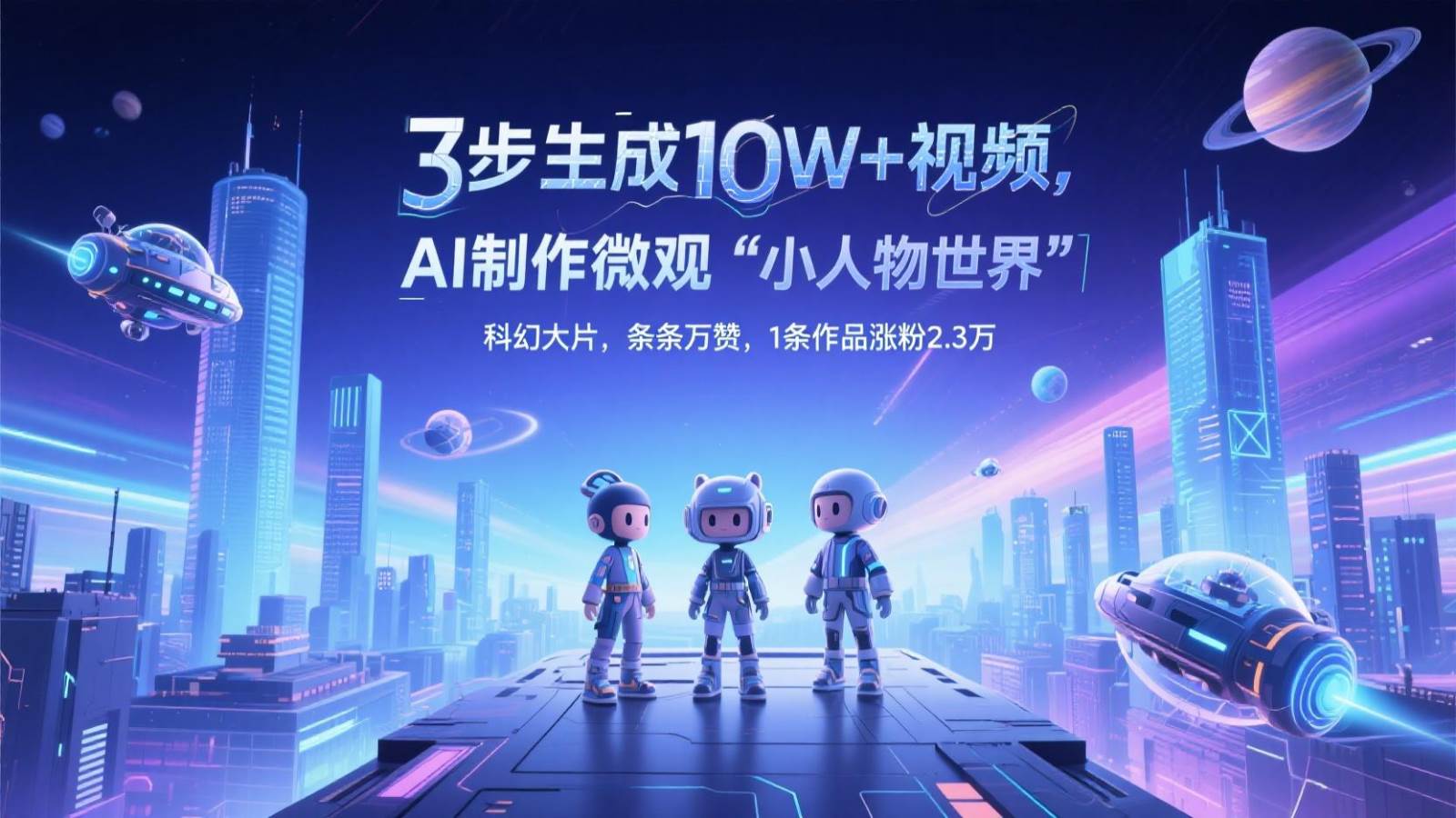 三步生成10W+视频，AI制作微观“小人物世界”科幻大片，条条万赞，1条作品涨粉2.3万-低成本创业项目大全｜短视频带货+AI副业变现｜知行创业网