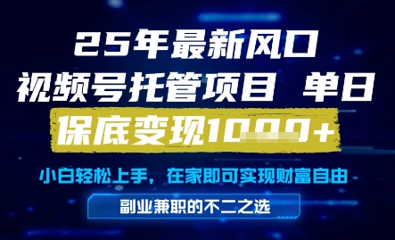 25年最新风口，视频号托管项目，单日保底变现1k+，手把手教学【揭秘】-低成本创业项目大全｜短视频带货+AI副业变现｜知行创业网