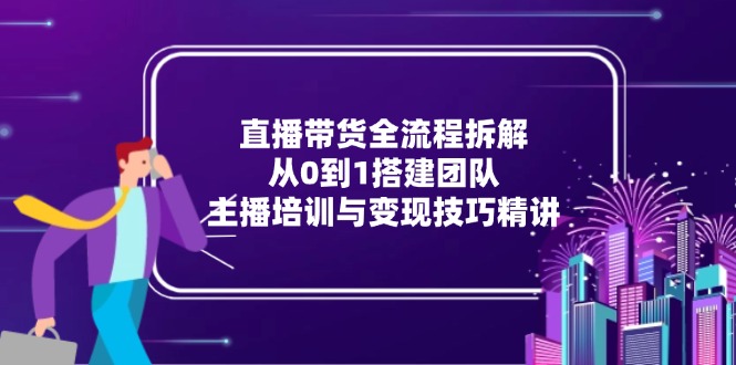 （15004期）直播带货全流程拆解：从0到1搭建团队，主播培训与变现技巧精讲-低成本创业项目大全｜短视频带货+AI副业变现｜知行创业网
