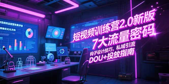 （15255期）短视频训练营2.0新版，7大流量密码/钩子设计技巧/私域引流/DOU+投放指南-低成本创业项目大全｜短视频带货+AI副业变现｜知行创业网