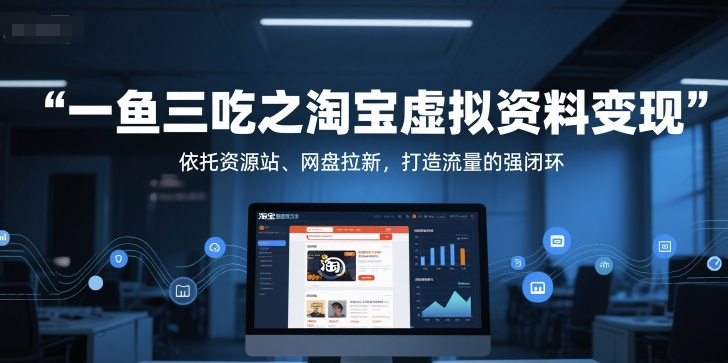 一鱼三吃之淘宝虚拟资料变现，依托资源站、网盘拉新，打造流量的强闭环-低成本创业项目大全｜短视频带货+AI副业变现｜知行创业网