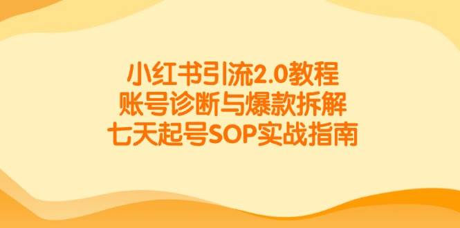 小红书引流2.0教程，账号诊断与爆款拆解，七天起号SOP实战指南-低成本创业项目大全｜短视频带货+AI副业变现｜知行创业网