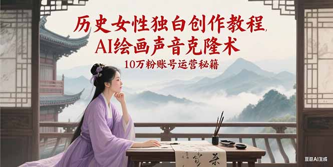 （15186期）历史女性独白创作教程，AI绘画声音克隆术，10万粉账号运营秘籍-低成本创业项目大全｜短视频带货+AI副业变现｜知行创业网