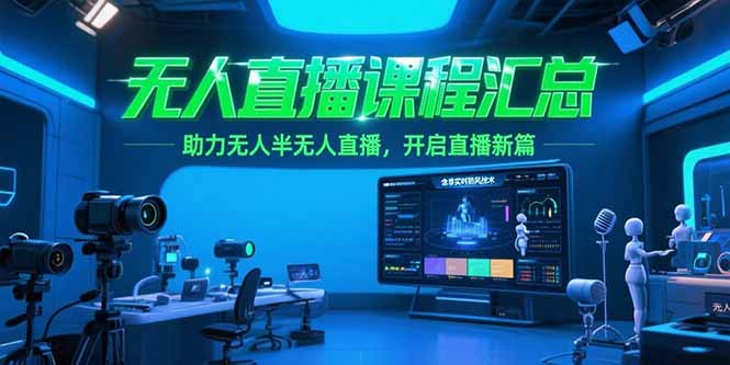 （15218期）无人直播课程汇总，含非实时防风技术，助力无人半无人直播，开启直播新篇-低成本创业项目大全｜短视频带货+AI副业变现｜知行创业网
