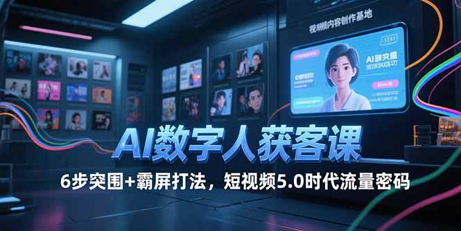 （15247期）AI数字人获客课，6步突围+霸屏打法，短视频5.0时代流量密码-低成本创业项目大全｜短视频带货+AI副业变现｜知行创业网