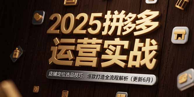 （15235期）2025拼多多运营实战：店铺定位选品技巧，爆款打造全流程解析（更新6月）-低成本创业项目大全｜短视频带货+AI副业变现｜知行创业网