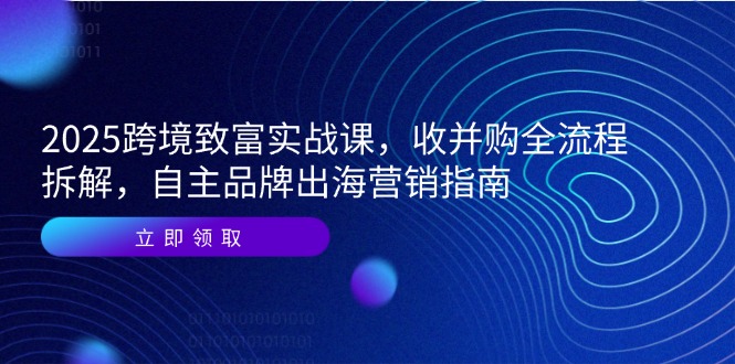 （14975期）2025跨境致富实战课，收并购全流程拆解，自主品牌出海营销指南-低成本创业项目大全｜短视频带货+AI副业变现｜知行创业网