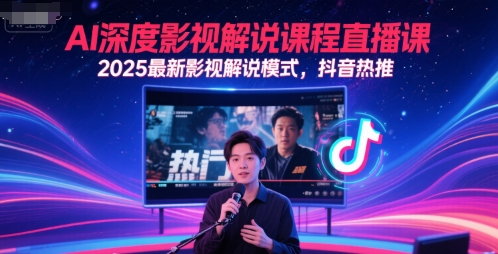 AI深度影视解说课程直播课，2025最新影视解说模式，抖音热推-低成本创业项目大全｜短视频带货+AI副业变现｜知行创业网