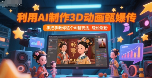 利用AI制作3D动画甄嬛传，流量爆了，手把手教你这个AI新玩法，轻松涨粉-低成本创业项目大全｜短视频带货+AI副业变现｜知行创业网