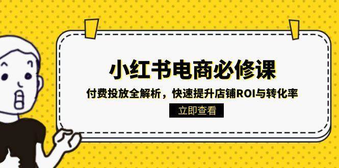 小红书电商必修课：付费投放全解析，快速提升店铺ROI与转化率-低成本创业项目大全｜短视频带货+AI副业变现｜知行创业网