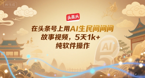 在头条号上用AI生民间故事视频，5天1k+，纯软件操作-低成本创业项目大全｜短视频带货+AI副业变现｜知行创业网