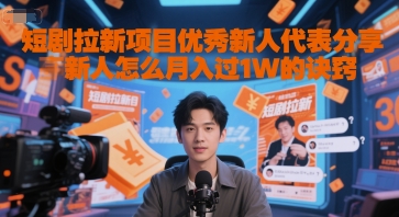 短剧拉新项目优秀新人代表分享新人怎么月入过1W的诀窍-低成本创业项目大全｜短视频带货+AI副业变现｜知行创业网