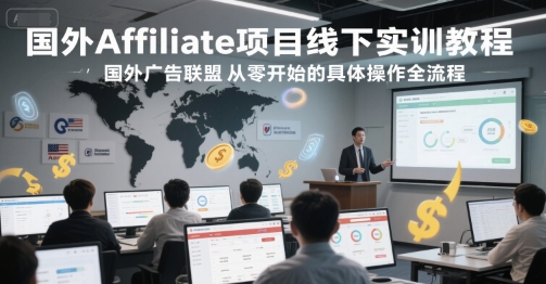 国外Affiliate项目线下实训教程，国外广告联盟从零开始的具体操作全流程-低成本创业项目大全｜短视频带货+AI副业变现｜知行创业网