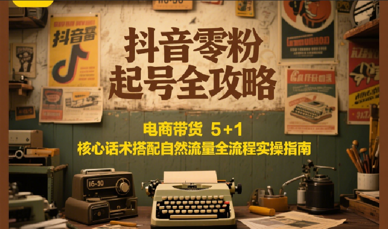 抖音零粉起号全攻略：电商带货 5+1 核心话术搭配自然流量全流程实操指南-低成本创业项目大全｜短视频带货+AI副业变现｜知行创业网