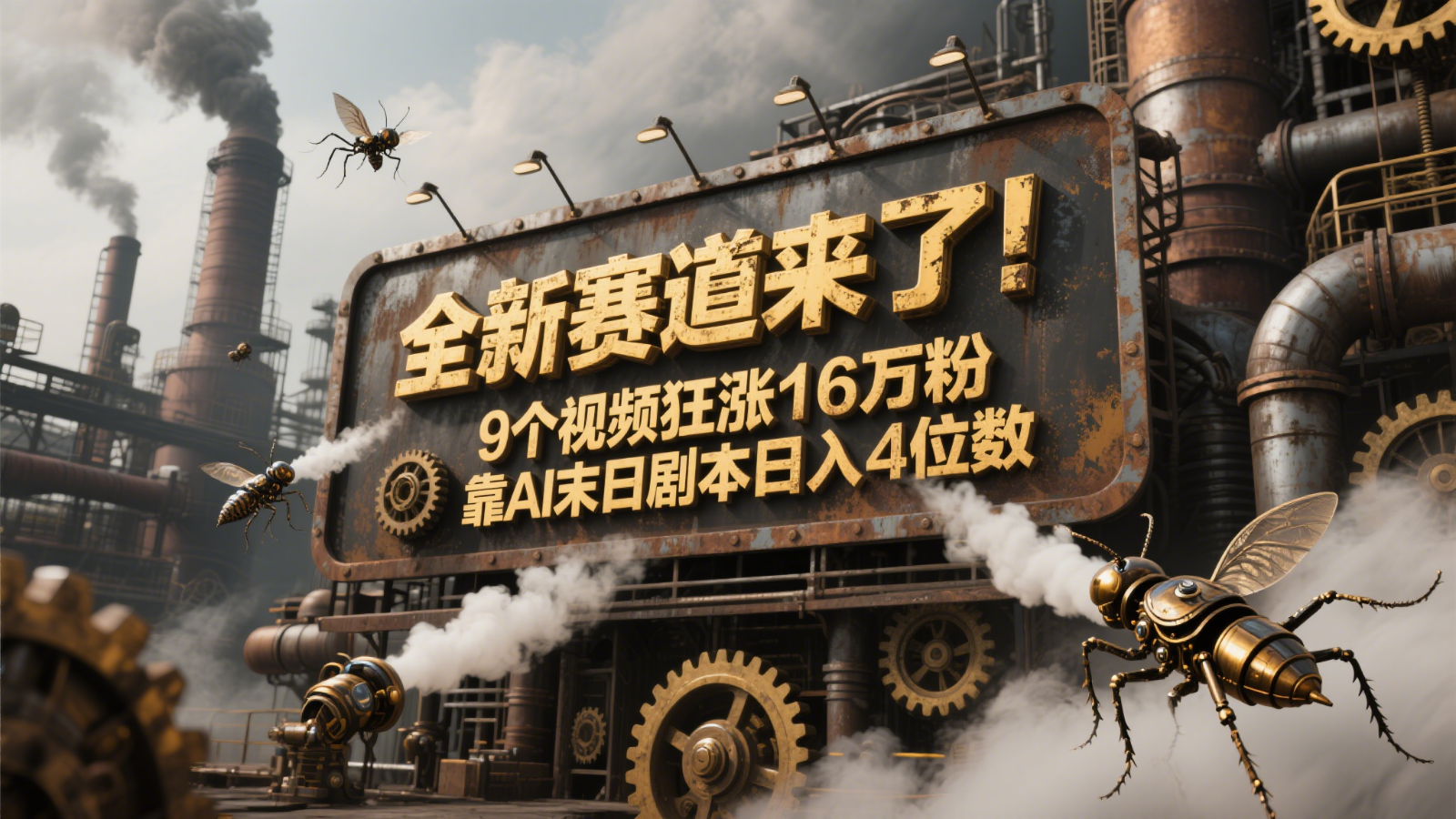 全新赛道来了！9个视频狂涨16万粉，靠AI末日剧本日入4位数，评论区爆肝追更！-低成本创业项目大全｜短视频带货+AI副业变现｜知行创业网