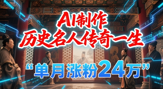暴力起号！用AI制作历史名人传奇一生，单月涨粉24W，涨粉+变现赛道黑马来了-低成本创业项目大全｜短视频带货+AI副业变现｜知行创业网