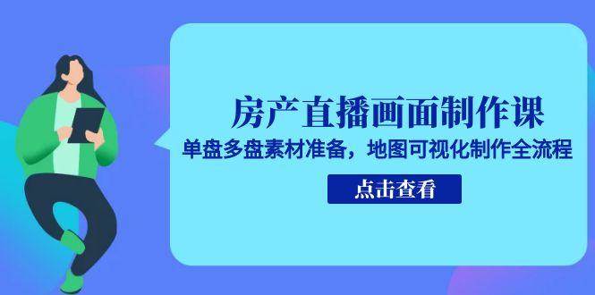 房产直播画面制作课，单盘多盘素材准备，地图可视化制作全流程-低成本创业项目大全｜短视频带货+AI副业变现｜知行创业网