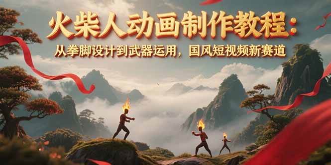 火柴人动画制作教程：从拳脚设计到武器运用，国风短视频新赛道-低成本创业项目大全｜短视频带货+AI副业变现｜知行创业网