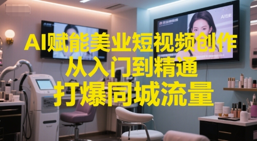 AI赋能美业短视频创作，从入门到精通，打爆同城流量，超级AI工具短视频实操落地-低成本创业项目大全｜短视频带货+AI副业变现｜知行创业网