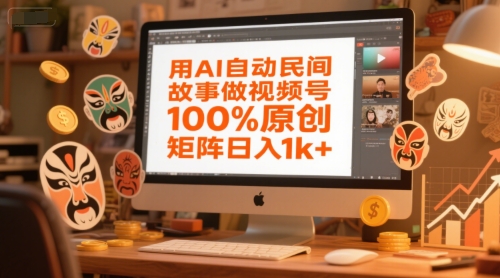 用AI自动民间故事做视频号，100%原创，矩阵日入1k+-低成本创业项目大全｜短视频带货+AI副业变现｜知行创业网