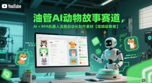 油管AI动物故事赛道，AI+RPA机器人流程自动化制作素材【保姆级教程】-低成本创业项目大全｜短视频带货+AI副业变现｜知行创业网