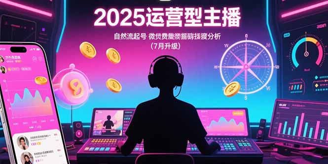 （15508期）2025运营型主播：自然流起号，微付费投放技巧，罗盘数据深度解析(7月更新)-低成本创业项目大全｜短视频带货+AI副业变现｜知行创业网