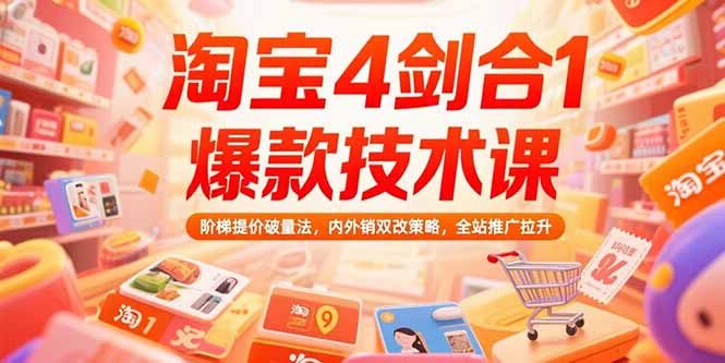 （15415期）淘宝4剑合1爆款技术课73期：阶梯提价破量法，内外销双改策略 全站推广拉升-低成本创业项目大全｜短视频带货+AI副业变现｜知行创业网