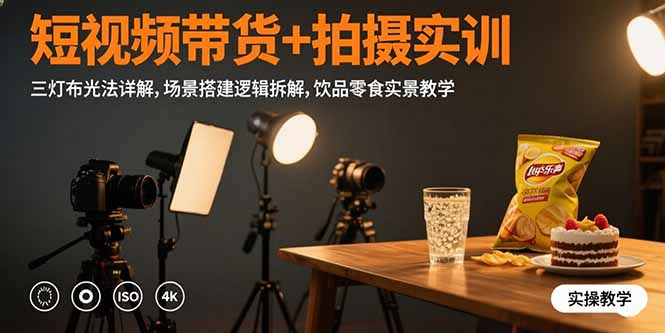 （15540期）短视频带货+拍摄实训：三灯布光法详解,场景搭建逻辑拆解,饮品零食实景教学-低成本创业项目大全｜短视频带货+AI副业变现｜知行创业网