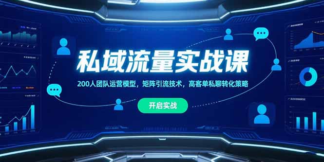 （15403期）私域流量实战课，200人团队运营模型，矩阵引流技术，高客单私聊转化策略-低成本创业项目大全｜短视频带货+AI副业变现｜知行创业网