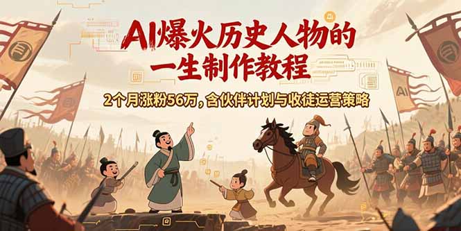 （15336期）AI历史人物赛道课程，2个月涨粉56万，含伙伴计划与收徒运营策略-低成本创业项目大全｜短视频带货+AI副业变现｜知行创业网