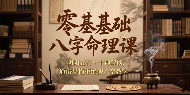 （15283期）零基础八字命理课，阴阳五行+十神解读，通俗易懂拒绝假大空教学-低成本创业项目大全｜短视频带货+AI副业变现｜知行创业网