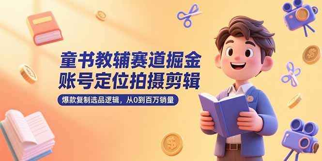 （15326期）童书教辅赛道掘金，账号定位拍摄剪辑，爆款复制选品逻辑，从0到百万销量-低成本创业项目大全｜短视频带货+AI副业变现｜知行创业网