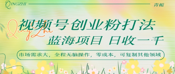 视频号创业粉打法，日入1k，蓝海项目，市场需求大，全程无脑操作，可复制-低成本创业项目大全｜短视频带货+AI副业变现｜知行创业网