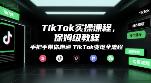 TikTok实操课程，保姆级教程，手把手带你跑通TikTok变现全流程-低成本创业项目大全｜短视频带货+AI副业变现｜知行创业网