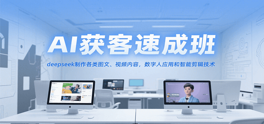 AI获客速成班，deepseek制作各类图文、视频内容，数字人应用和智能剪辑技术-低成本创业项目大全｜短视频带货+AI副业变现｜知行创业网