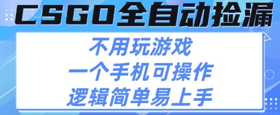 CSGO自动捡漏项目，最新独家玩法，不用挂G不用玩游戏，一个手机即可操作，新手小白轻松月入1W+【揭秘】-低成本创业项目大全｜短视频带货+AI副业变现｜知行创业网