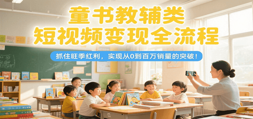童书教辅类短视频变现全流程，抓住旺季红利，实现从0到百万销量的突破！-低成本创业项目大全｜短视频带货+AI副业变现｜知行创业网