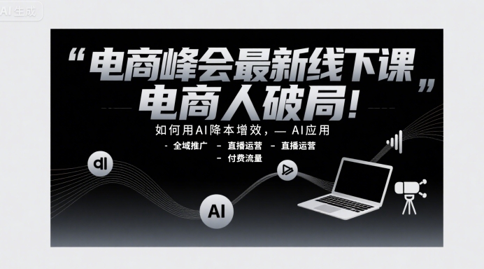 电商峰会最新线下课，电商人破局，如何用AI降本增效，AI应用-全域推广-直播运营-付费流量-低成本创业项目大全｜短视频带货+AI副业变现｜知行创业网