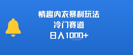 情趣内衣暴利玩法，冷门赛道，日入1k+-低成本创业项目大全｜短视频带货+AI副业变现｜知行创业网