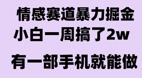 情感暴力掘金项目，新人操作一周挣了2W，长期稳定小白可做【揭秘】-低成本创业项目大全｜短视频带货+AI副业变现｜知行创业网