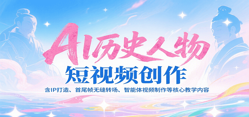 AI历史人物短视频创作，含IP打造、首尾帧无缝转场、智能体视频制作等核心教学内容-低成本创业项目大全｜短视频带货+AI副业变现｜知行创业网