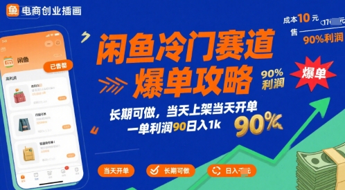 闲鱼冷门赛道爆单攻略，长期可做，当天上架当天开单，一单利润90% 利润，日入1k【揭秘】-低成本创业项目大全｜短视频带货+AI副业变现｜知行创业网