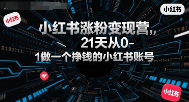 小红书涨粉变现营，21天从0-1做一个挣钱的小红书账号-低成本创业项目大全｜短视频带货+AI副业变现｜知行创业网