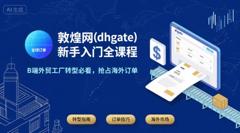 敦煌网(dhgate)新手入门全课程，B端外贸工厂转型必看，抢占海外订单-低成本创业项目大全｜短视频带货+AI副业变现｜知行创业网