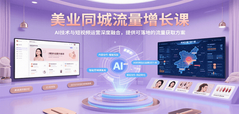 美业同城流量增长课，AI技术与短视频运营深度融合，提供可落地的流量获取方案-低成本创业项目大全｜短视频带货+AI副业变现｜知行创业网