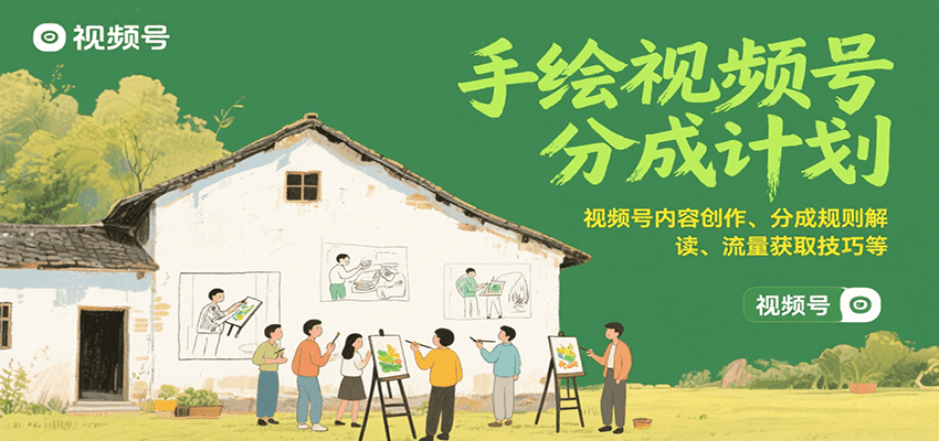 手绘视频号分成计划：视频号内容创作、分成规则解读、流量获取技巧等-低成本创业项目大全｜短视频带货+AI副业变现｜知行创业网