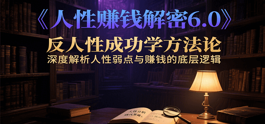 人性赚钱解密6.0，反人性成功学方法论，深度解析人性弱点与赚钱的底层逻辑-低成本创业项目大全｜短视频带货+AI副业变现｜知行创业网